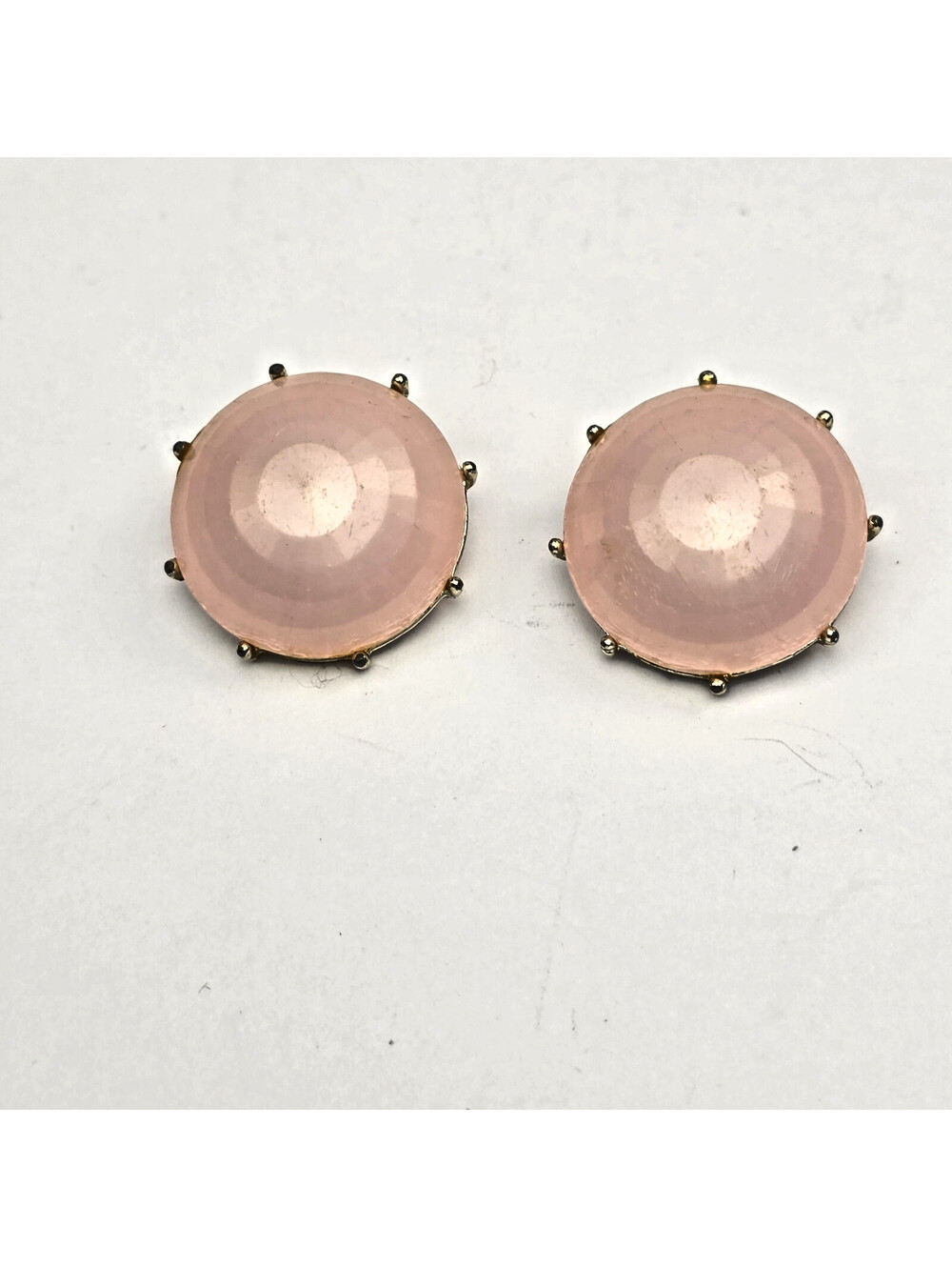 Earrings Lisner Pink & Gold-Tone Round Clip-On Vintage